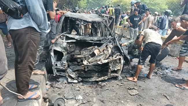 Kondisi Mako Brimob Kwitang usai digerunduk ratusan ojol (29/8) [Selvianus Kopong Basar]